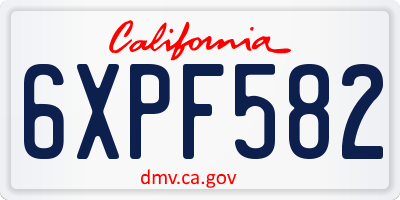 CA license plate 6XPF582