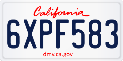 CA license plate 6XPF583