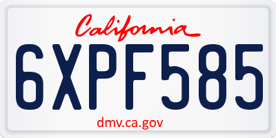 CA license plate 6XPF585