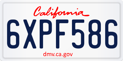 CA license plate 6XPF586