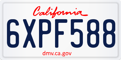 CA license plate 6XPF588