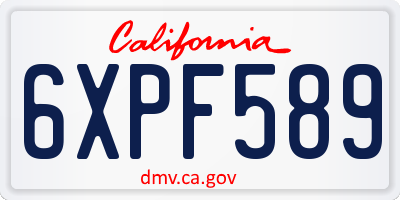 CA license plate 6XPF589