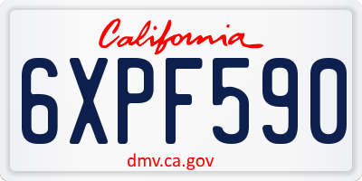 CA license plate 6XPF590