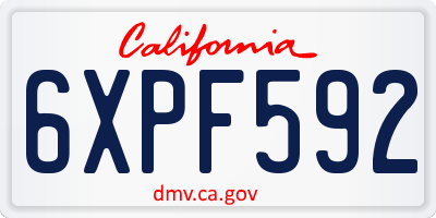 CA license plate 6XPF592