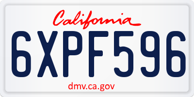 CA license plate 6XPF596