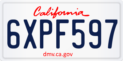 CA license plate 6XPF597