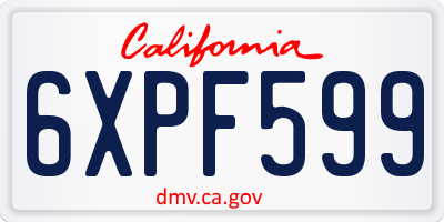 CA license plate 6XPF599