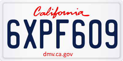 CA license plate 6XPF609