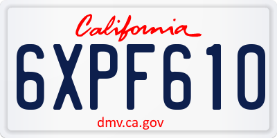 CA license plate 6XPF610