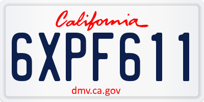 CA license plate 6XPF611