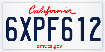 CA license plate 6XPF612