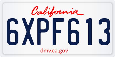 CA license plate 6XPF613