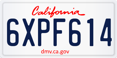 CA license plate 6XPF614