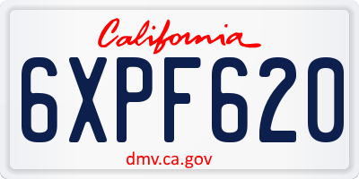 CA license plate 6XPF620