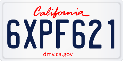 CA license plate 6XPF621