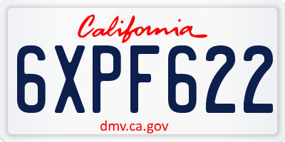 CA license plate 6XPF622