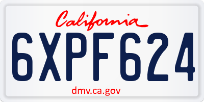 CA license plate 6XPF624
