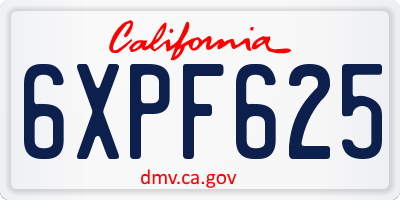 CA license plate 6XPF625