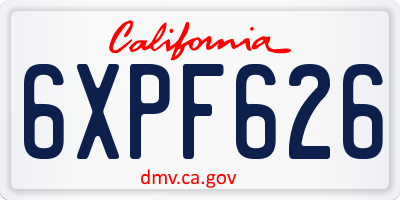 CA license plate 6XPF626