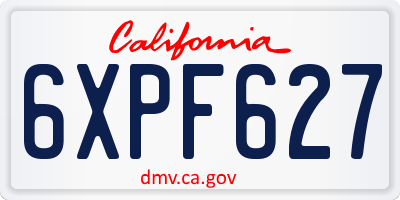 CA license plate 6XPF627