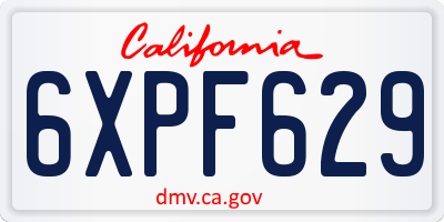 CA license plate 6XPF629
