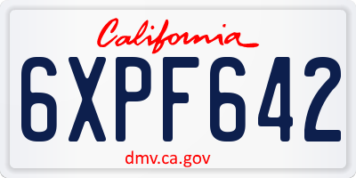 CA license plate 6XPF642