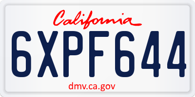 CA license plate 6XPF644