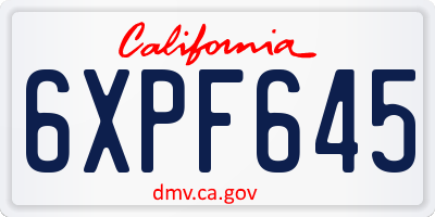 CA license plate 6XPF645