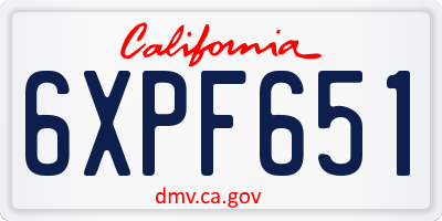 CA license plate 6XPF651