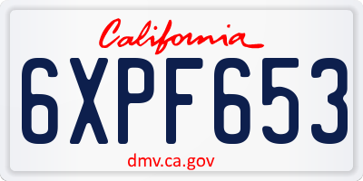 CA license plate 6XPF653