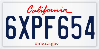 CA license plate 6XPF654