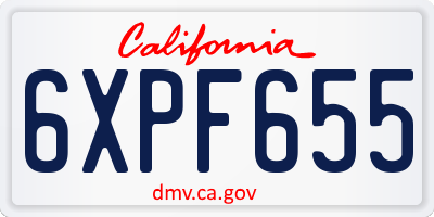 CA license plate 6XPF655