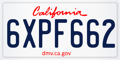 CA license plate 6XPF662