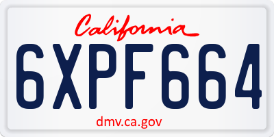 CA license plate 6XPF664
