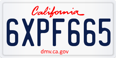 CA license plate 6XPF665