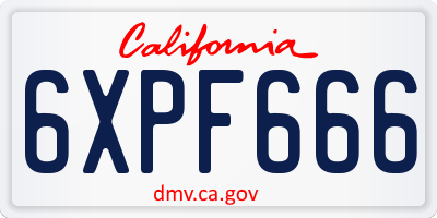 CA license plate 6XPF666