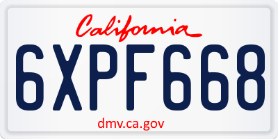 CA license plate 6XPF668