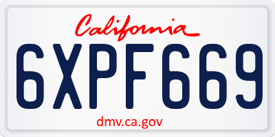 CA license plate 6XPF669