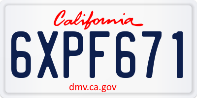 CA license plate 6XPF671