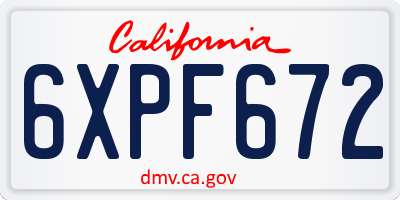 CA license plate 6XPF672