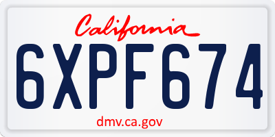 CA license plate 6XPF674
