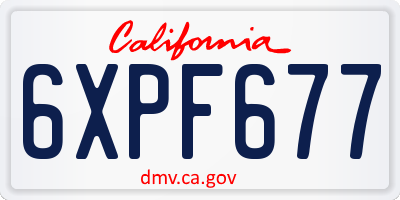 CA license plate 6XPF677