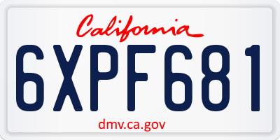 CA license plate 6XPF681