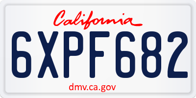 CA license plate 6XPF682
