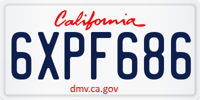 CA license plate 6XPF686