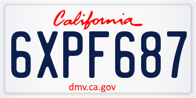 CA license plate 6XPF687