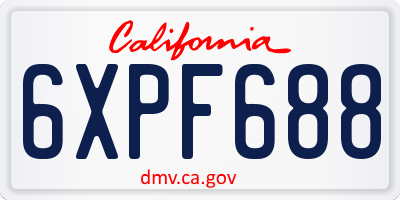 CA license plate 6XPF688