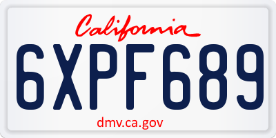 CA license plate 6XPF689
