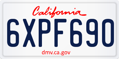 CA license plate 6XPF690