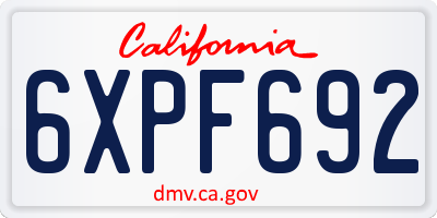 CA license plate 6XPF692